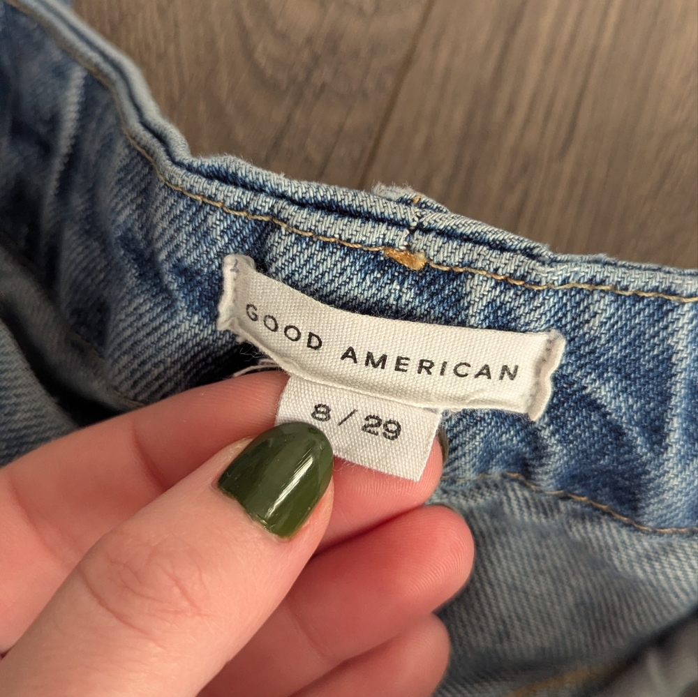 Good American High-Rise Distressed Blue Denim Jeans - Picture 8 of 10